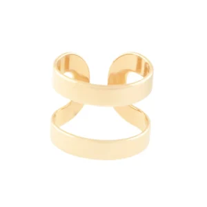 Alternative view of Anillo Ajustable Liso De Dos Bandas Enchapadas En oro 18K