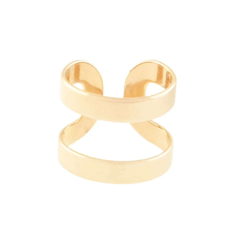 Anillo Ajustable Liso De Dos Bandas Enchapadas En oro 18K 4 Anillo Ajustable Liso De Dos Bandas Enchapadas En oro 18K - Imagen 2