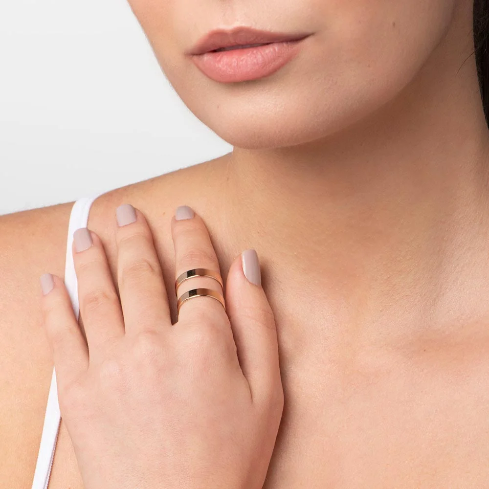 Anillo Ajustable Liso De Dos Bandas Enchapadas En oro 18K 5 Anillo Ajustable Liso De Dos Bandas Enchapadas En oro 18K - Imagen 3