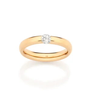 Anillo de Compromiso Solitario Una Circonia Enchapado En Oro 18K