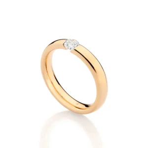 Alternative view of Anillo de Compromiso Solitario Una Circonia Enchapado En Oro 18K