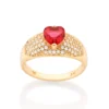 Anillo De Corazón Rojo Y Circonias Enchapadas En Oro De 18k 1 anillo de corazon rojo