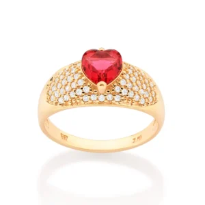 anillo de corazon rojo