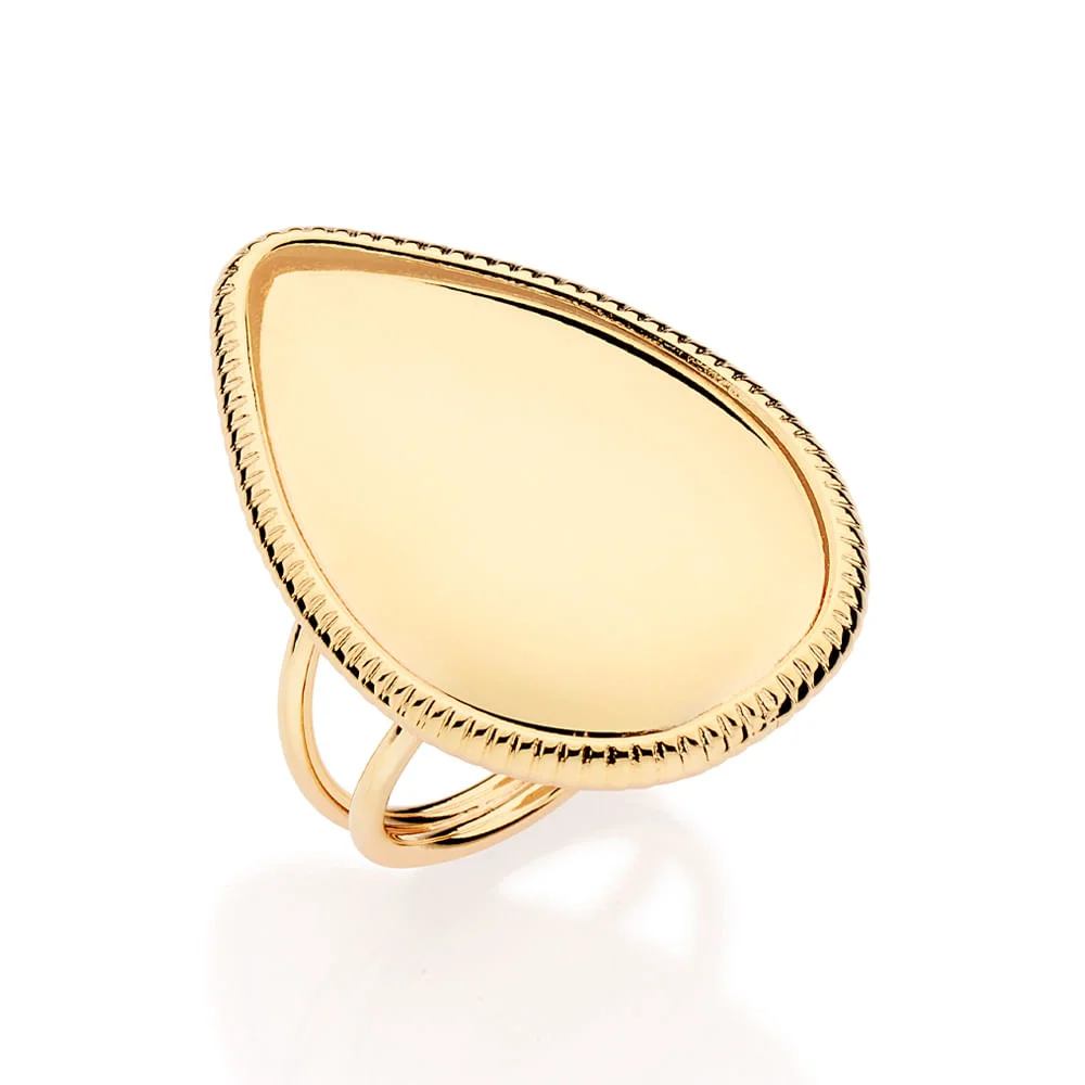 Anillo De Gota De Agua Lisa Enchapadas En Oro De 18k 3 Anillo de gota de agua