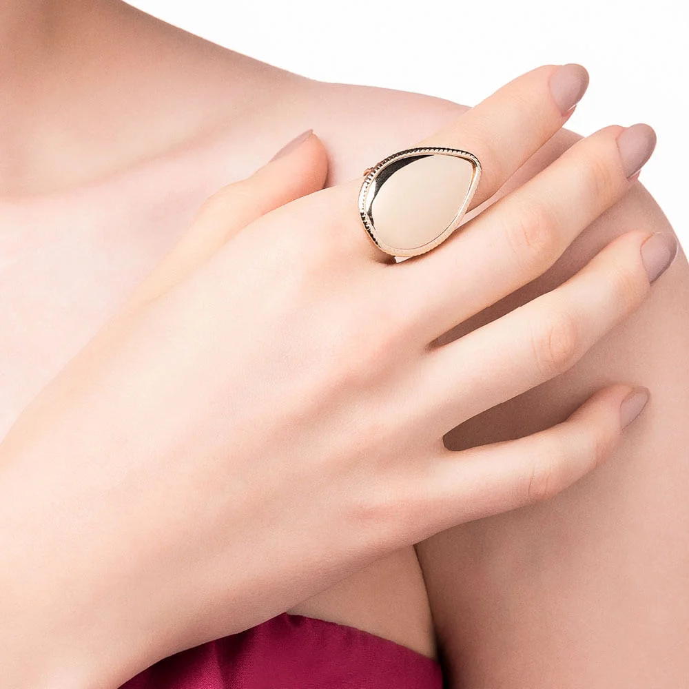 Anillo De Gota De Agua Lisa Enchapadas En Oro De 18k 5 Anillo De Gota De Agua Lisa Enchapadas En Oro De 18k - Imagen 3
