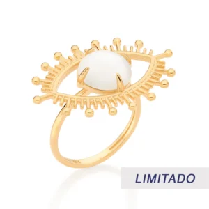 Anillo De Ojo Griego Enchapadas En Oro De 18k