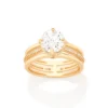 Anillo solitario con circonias chicas enchapado en oro 18K 1 anillo solitario con circonias anillo de compromiso
