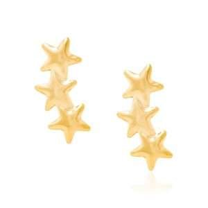 Aretes de 3 Estrellitas Enchapados En Oro 18K