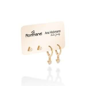 Kit Aretes Cristales y Mini Hoops Enchapados en Oro 18K