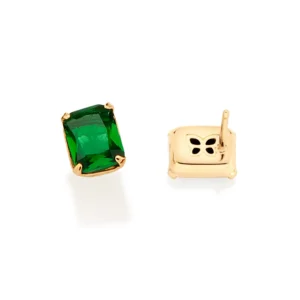 Alternative view of Aretes Con Cristal Enchapados En Oro De 18K - Verdes