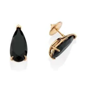 Aretes con cristales negros enchapadas en oro de 18k