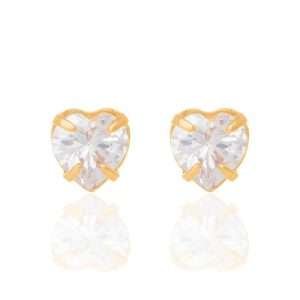 Aretes de Corazón con Circonias para Bebés Enchapados en Oro 18K