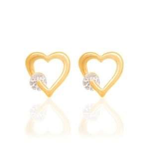 Aretes de Corazón con Circonias Enchapados en Oro 18K