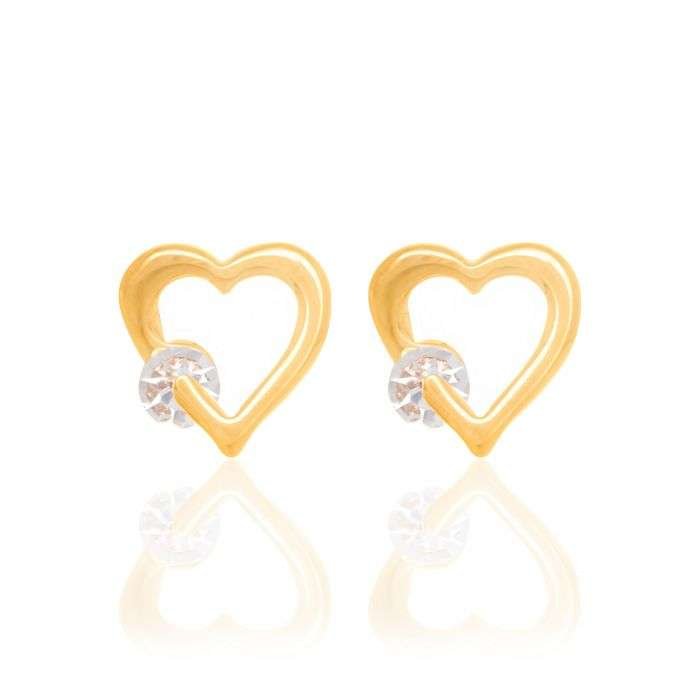 Aretes de Corazón con Circonias Enchapados en Oro 18K 3 Aretes de Corazón con Circonias Enchapados en Oro 18K