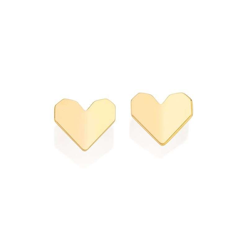 Aretes corazon origami enchapados en oro 18k 3 Aretes corazon origami enchapados en oro 18k