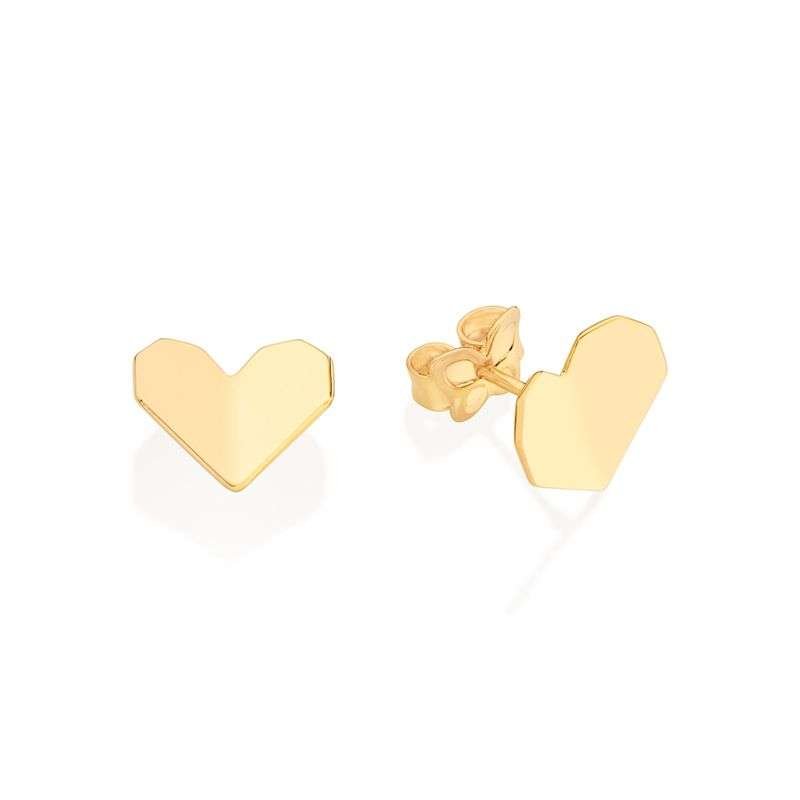 Aretes corazon origami enchapados en oro 18k 5 Aretes corazon origami enchapados en oro 18k - Imagen 3