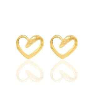 Aretes de Corazon Enchapados En Oro  18K