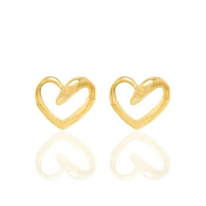 Aretes de Corazon Enchapados En Oro 18K 3 Aretes de Corazon Enchapados En Oro 18K