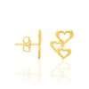 Aretes de 3 corazones enchapadas en oro de 18k 2 aretes de 3 corazones enchapadas en oro de 18k 2