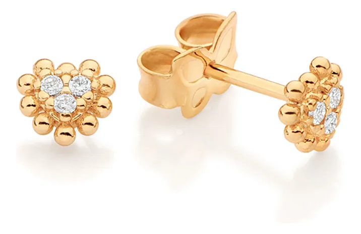 Aretes de corazón con bolitas y circonias Enchapados en oro de 18k 4 Aretes de corazón con bolitas y circonias Enchapados en oro de 18k - Imagen 2
