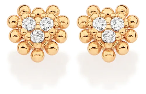 Aretes de corazón con bolitas y circonias Enchapados en oro de 18k 5 Aretes de corazón con bolitas y circonias Enchapados en oro de 18k - Imagen 3