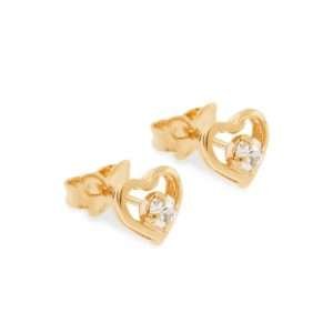 Aretes de corazón con circonia enchapados en oro de 18k