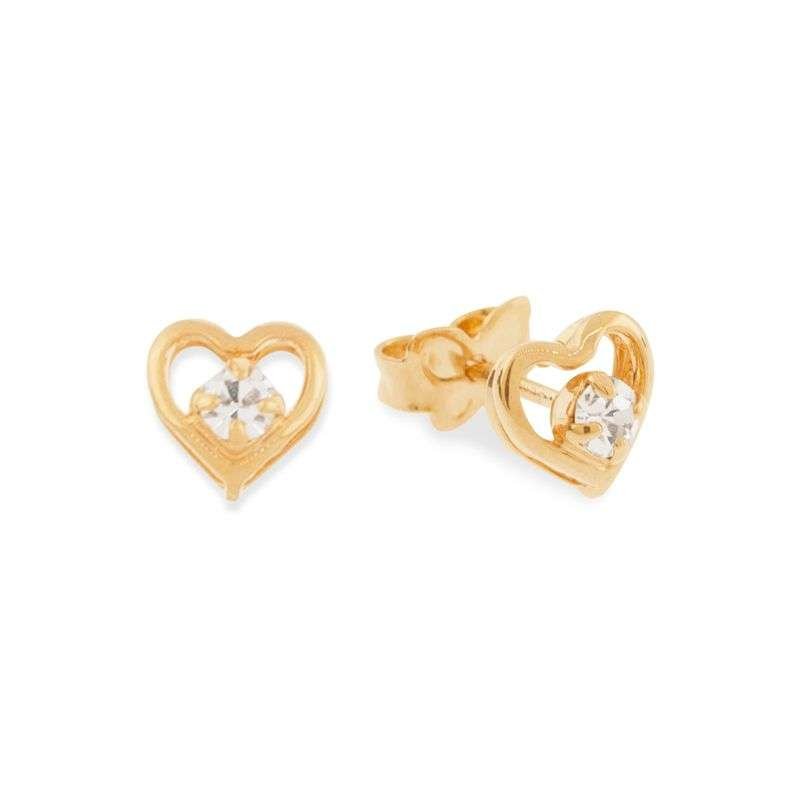 Aretes de corazón con circonia enchapados en oro de 18k 4 Aretes de corazón con circonia enchapados en oro de 18k - Imagen 2