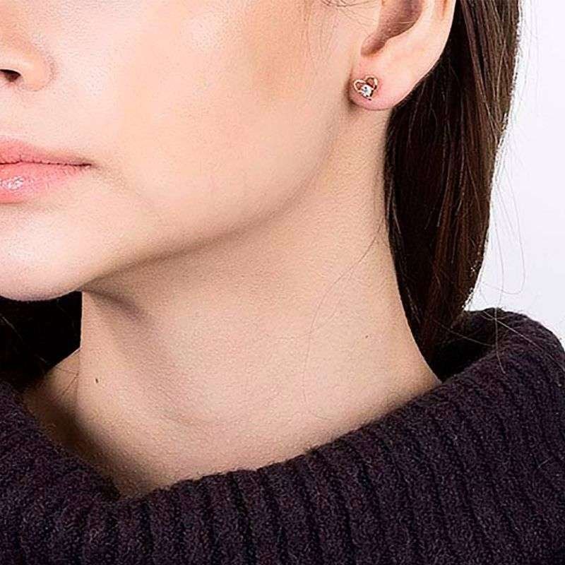 Aretes de corazón con circonia enchapados en oro de 18k 5 Aretes de corazón con circonia enchapados en oro de 18k - Imagen 3
