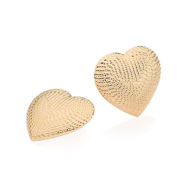 Aretes de corazón grande enchapadas en oro de 18k 3 Aretes de corazón grande enchapadas en oro de 18k