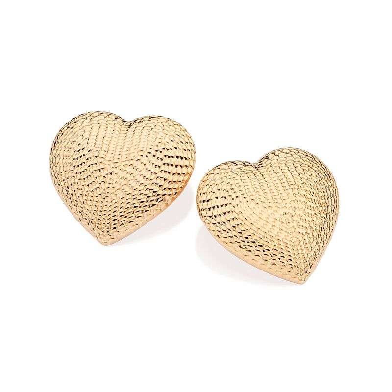 Aretes de corazón grande enchapadas en oro de 18k 6 Aretes de corazón grande enchapadas en oro de 18k - Imagen 4