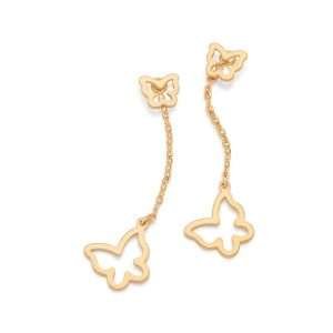 Aretes de dos mariposas y una colgante Enchapados en oro de 18k