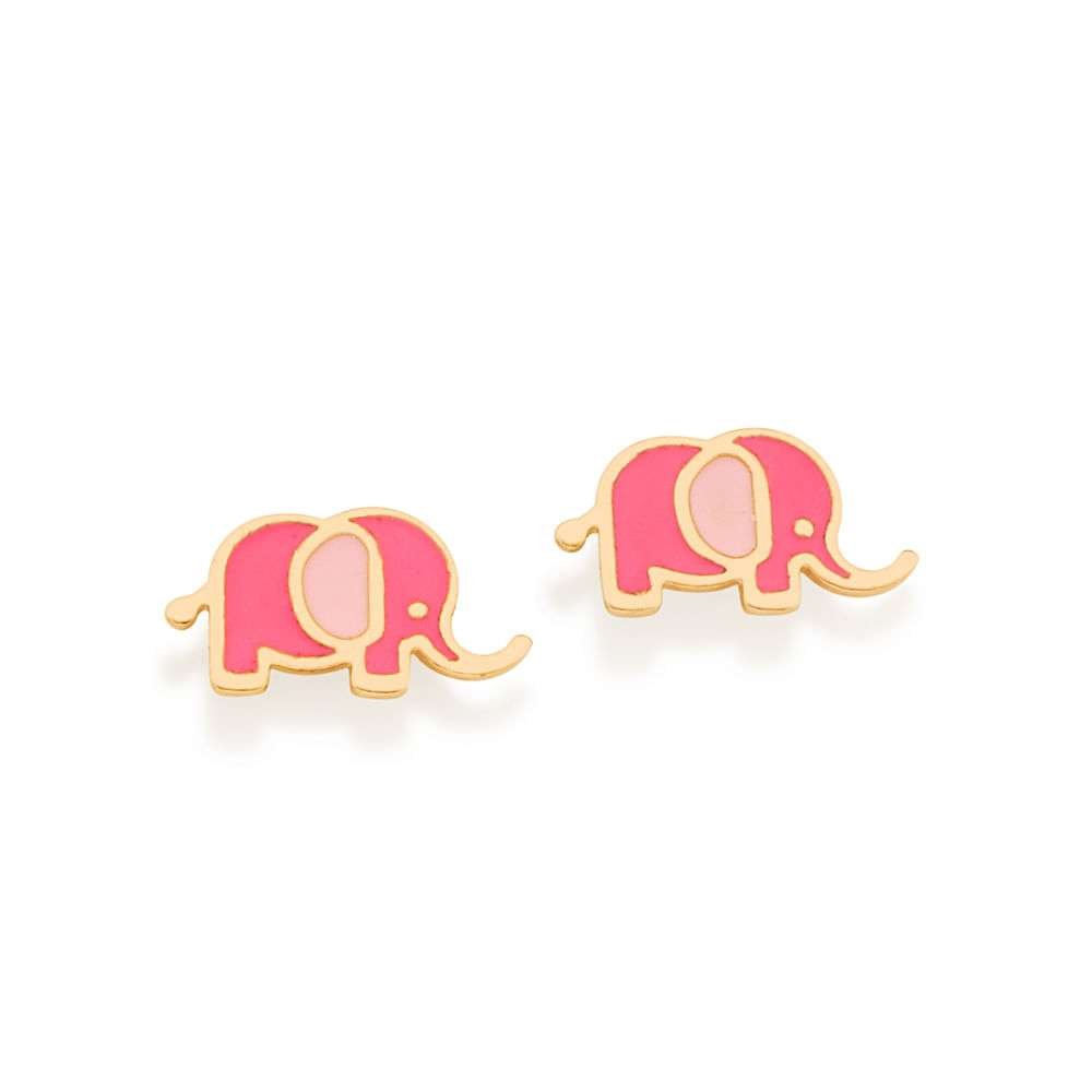 Aretes de elefante rosado enchapadas en oro de 18k 3 Aretes de elefante rosado enchapadas en oro de 18k