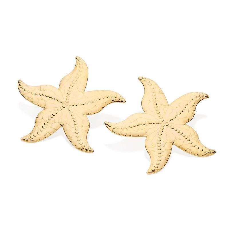 Aretes de estrellas de mar grande enchapadas en oro de 18k 3 Aretes de estrellas de mar grande enchapadas en oro de 18k