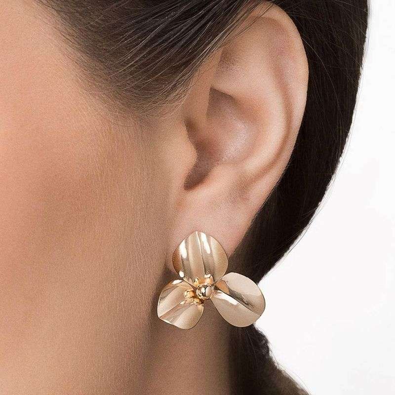 Aretes de flor enchapados en oro de 18k 4 Aretes de flor enchapados en oro de 18k - Imagen 2