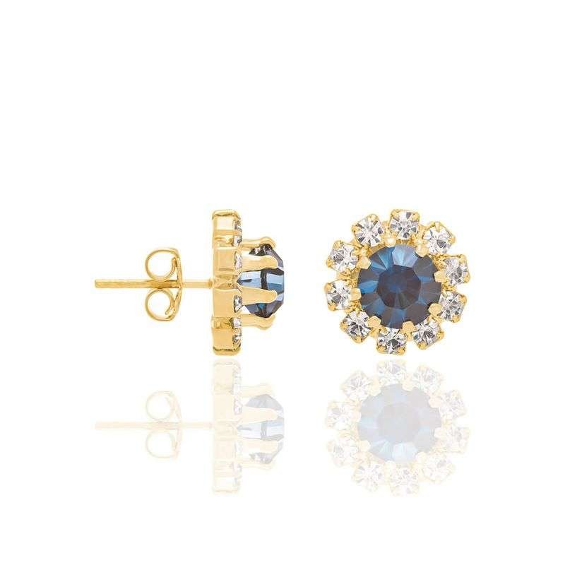 Aretes de flor con circonia y blanco enchapadas en oro de 18k 8 Aretes de flor con circonia y blanco enchapadas en oro de 18k - Imagen 6