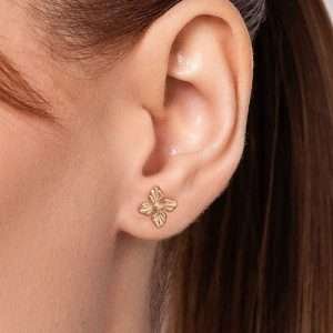 Aretes de flor pequeña enchapados en oro de 18k