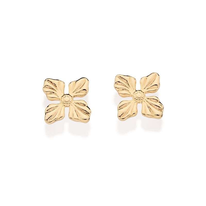 Aretes de flor pequeña enchapados en oro de 18k 4 Aretes de flor pequeña enchapados en oro de 18k - Imagen 2
