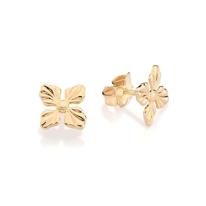 Aretes de flor pequeña enchapados en oro de 18k 5 Aretes de flor pequeña enchapados en oro de 18k - Imagen 3