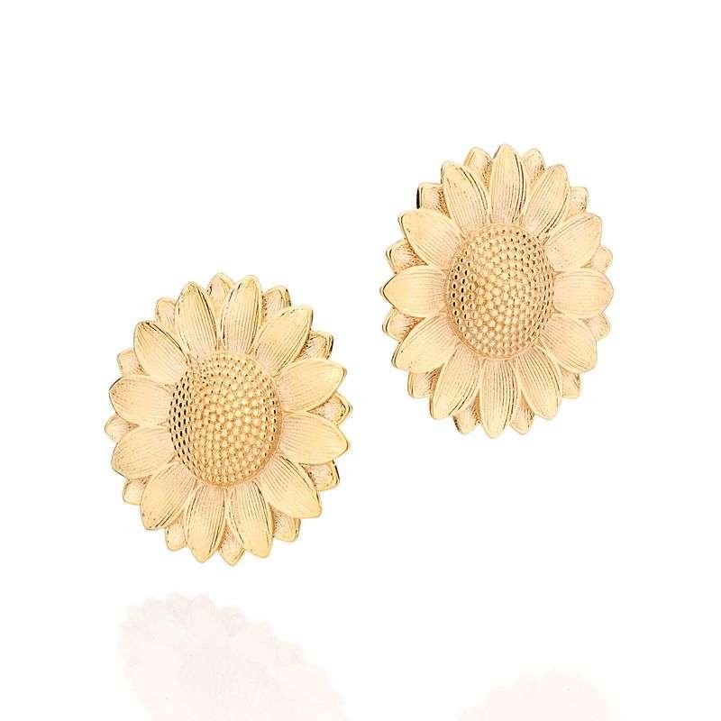Aretes de girasol enchapadas en oro de 18k 5 Aretes de girasol enchapadas en oro de 18k - Imagen 3