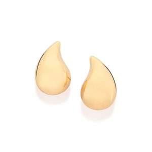 Aretes de gota chica lisa enchapados en oro de 18k