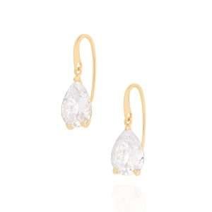 Aretes de gotas con circonias enchapadas en oro 18k