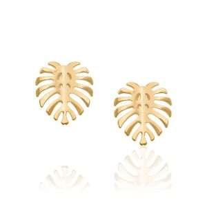 Aretes de hojas pequenas enchapadas en oro de 18k