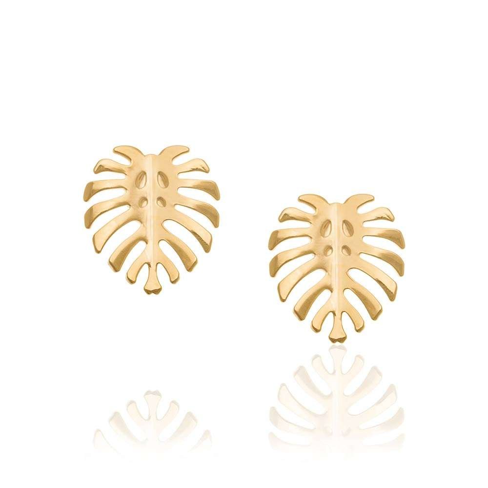 Aretes de hojas pequenas enchapadas en oro de 18k 3 Aretes de hojas pequenas enchapadas en oro de 18k