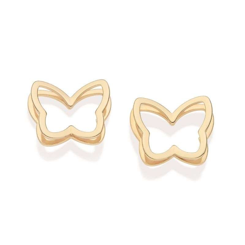 Aretes de mariposa mediana enchapadas en oro de 18k 3 Aretes de mariposa mediana enchapadas en oro de 18k