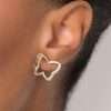 Aretes de mariposa mediana enchapadas en oro de 18k - Imagen 2