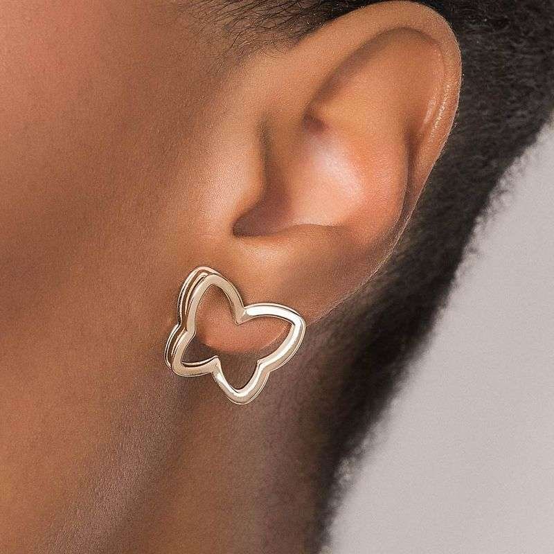 Aretes de mariposa mediana enchapadas en oro de 18k 4 Aretes de mariposa mediana enchapadas en oro de 18k - Imagen 2