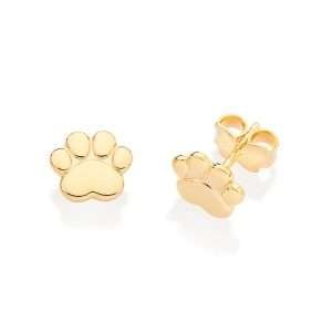 Aretes de patita de perro enchapadas en oro de 18k