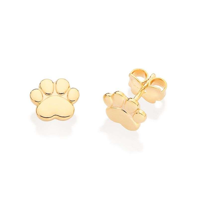 Aretes de patita de perro enchapadas en oro de 18k 3 Aretes de patita de perro enchapadas en oro de 18k