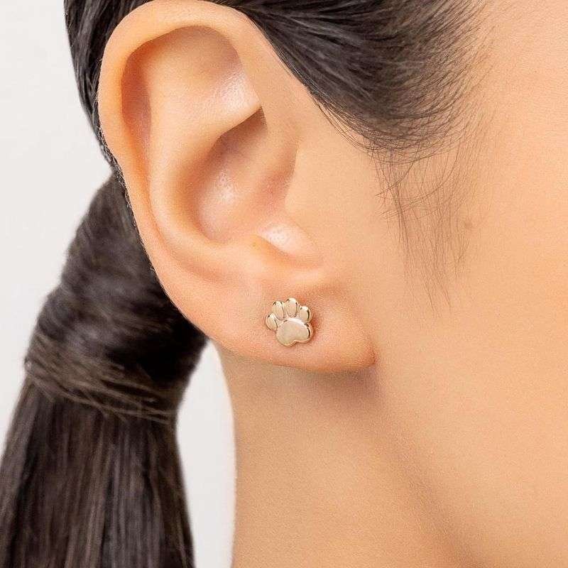 Aretes de patita de perro enchapadas en oro de 18k 4 Aretes de patita de perro enchapadas en oro de 18k - Imagen 2