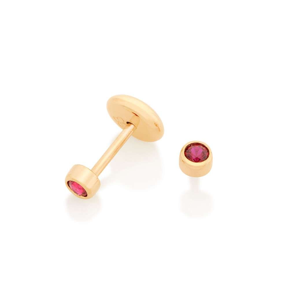 Aretes de puntos pequenos crsital rojo para bebe enchapadas en oro de 18k 3 Aretes de puntos pequenos crsital rojo para bebe enchapadas en oro de 18k